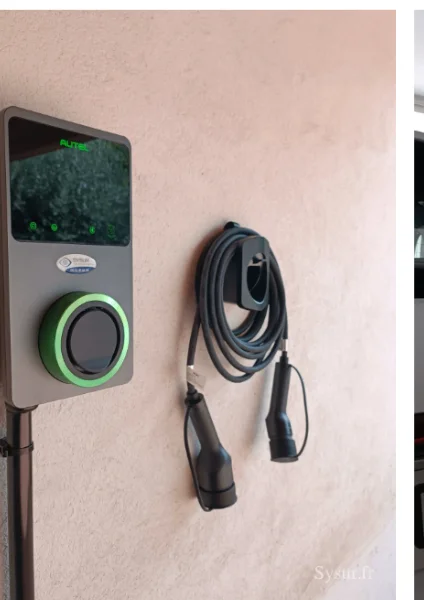 Borne Autel et câble de recharge installés proprement par un électricien IRVE